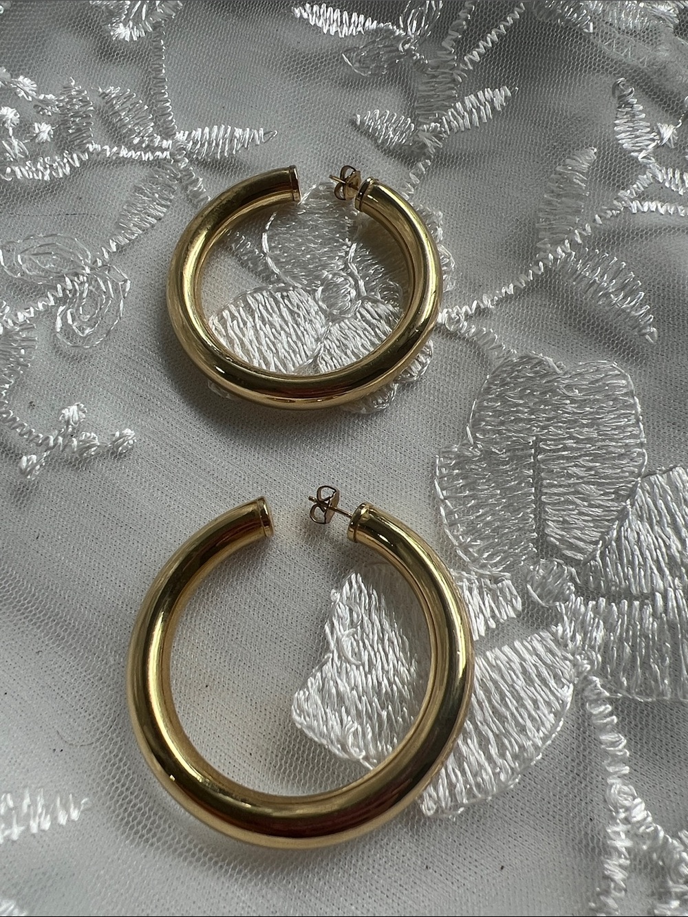Vintage   Napier Gold Chunky Hoop Earrings